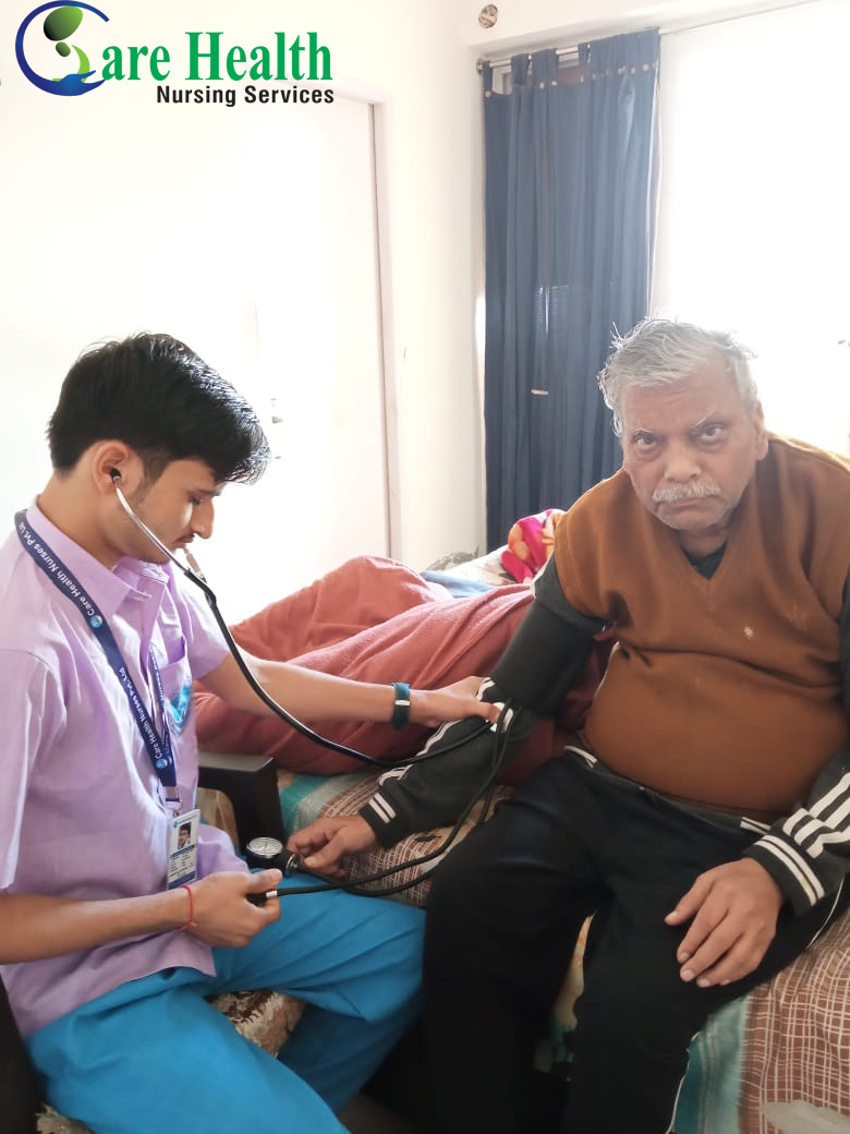 Blood pressure check by professional home nursing staff