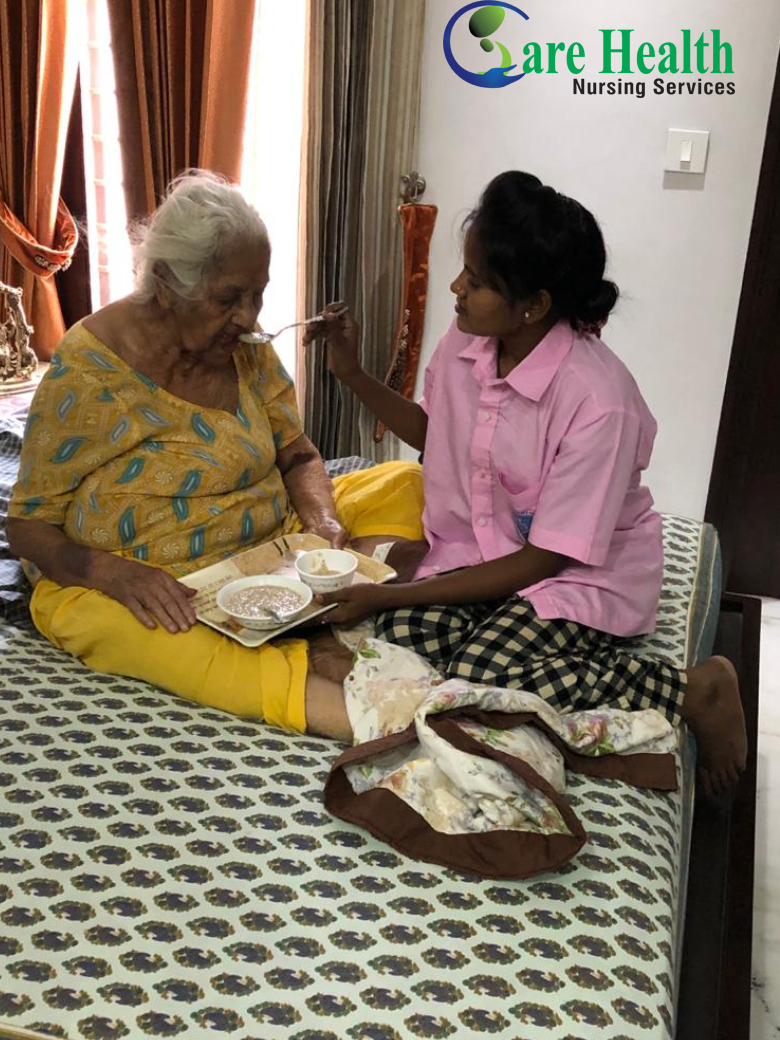 Elderly patient feeding assistance and caregiver support